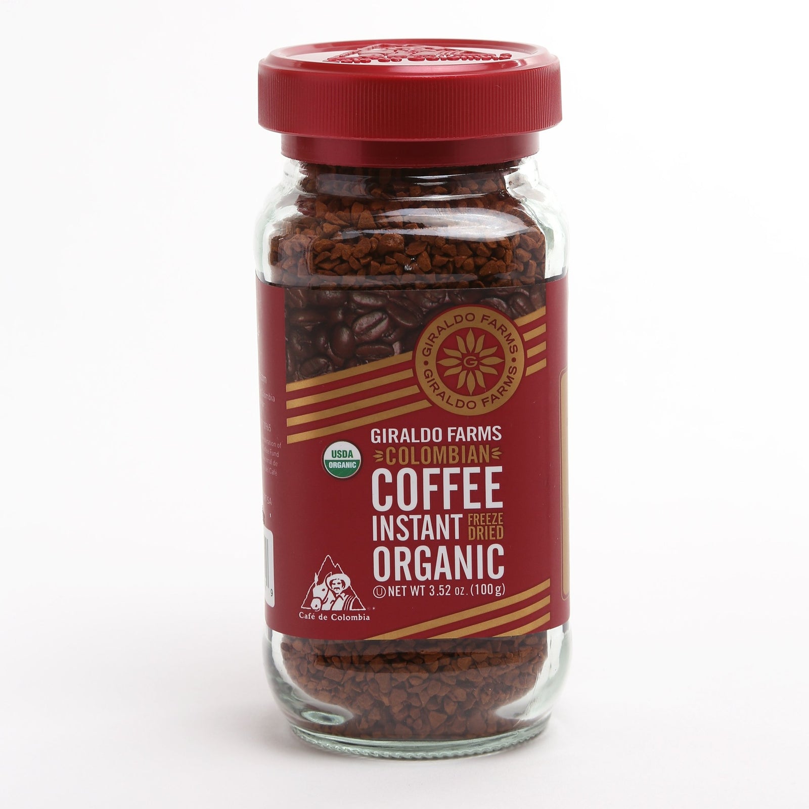 Giraldo Farms Organic Instant Coffee 3.52oz jar, Colombian freeze-dried 100% Arabica, USDA organic kosher certified