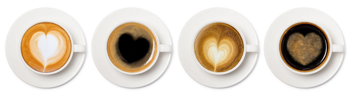 Cups of black coffee and latte made with Giraldo Farms Colombian instant coffee