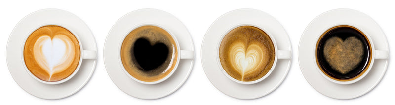 Cups of black coffee and latte made with Giraldo Farms Colombian instant coffee