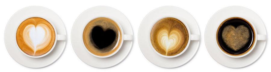 Cups of black coffee and latte made with Giraldo Farms Colombian instant coffee