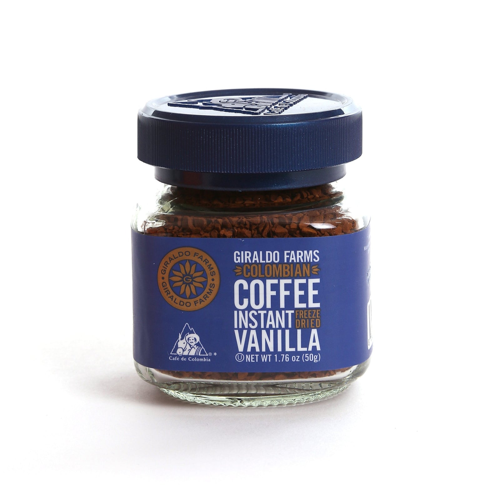 Giraldo Farms Vanilla Instant Coffee 1.76oz jar, Colombian freeze-dried Arabica
