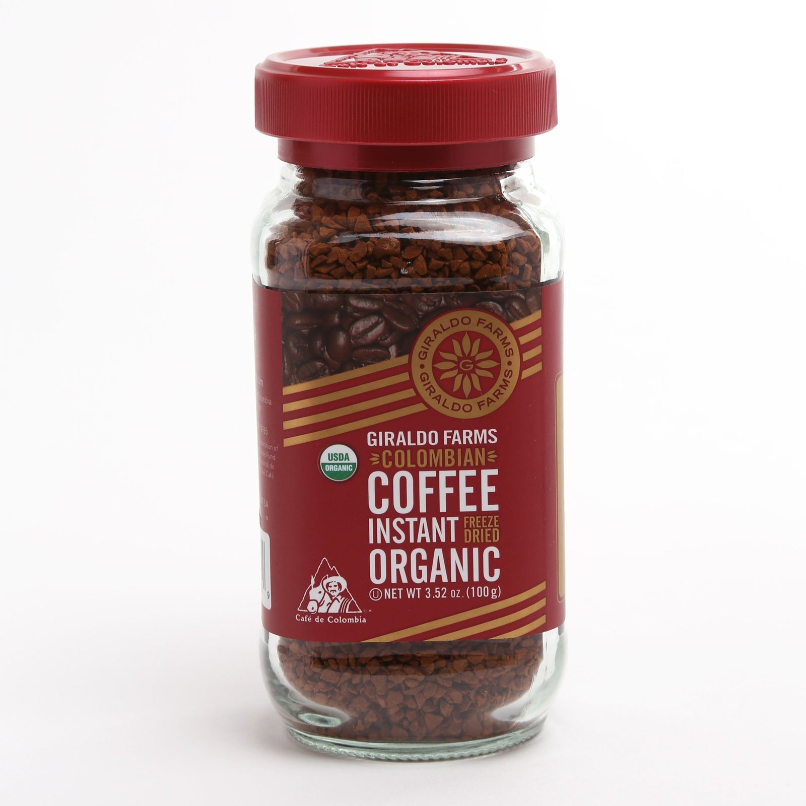 Giraldo Farms Organic Instant Coffee 3.52oz jar, Colombian freeze-dried 100% Arabica, USDA organic kosher certified