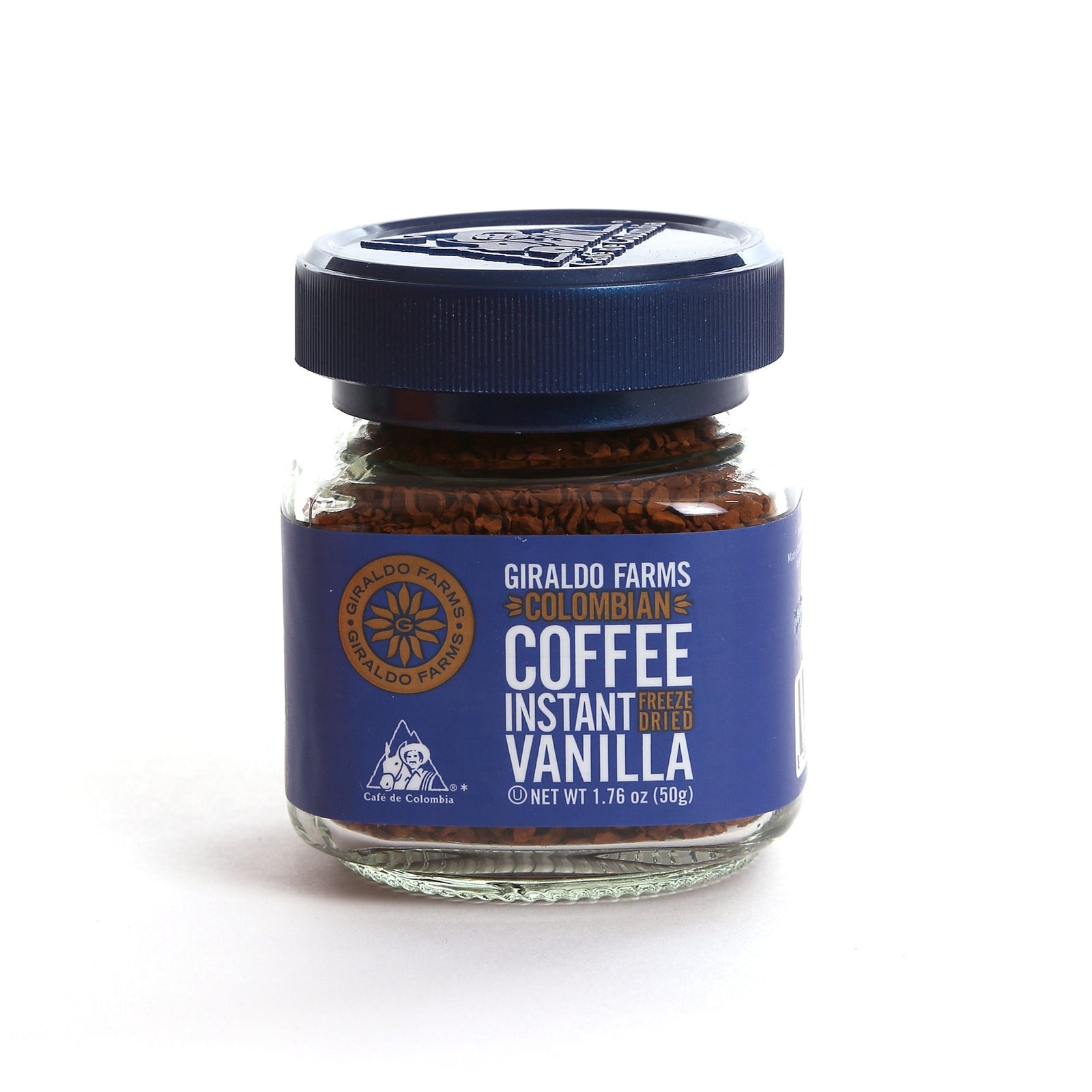 Giraldo Farms Vanilla Instant Coffee 1.76oz jar, Colombian freeze-dried Arabica